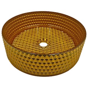 Scotch 16 in. Vessel Circular Bathroom Vessel Sink in Gold Yellow Tempered Glass