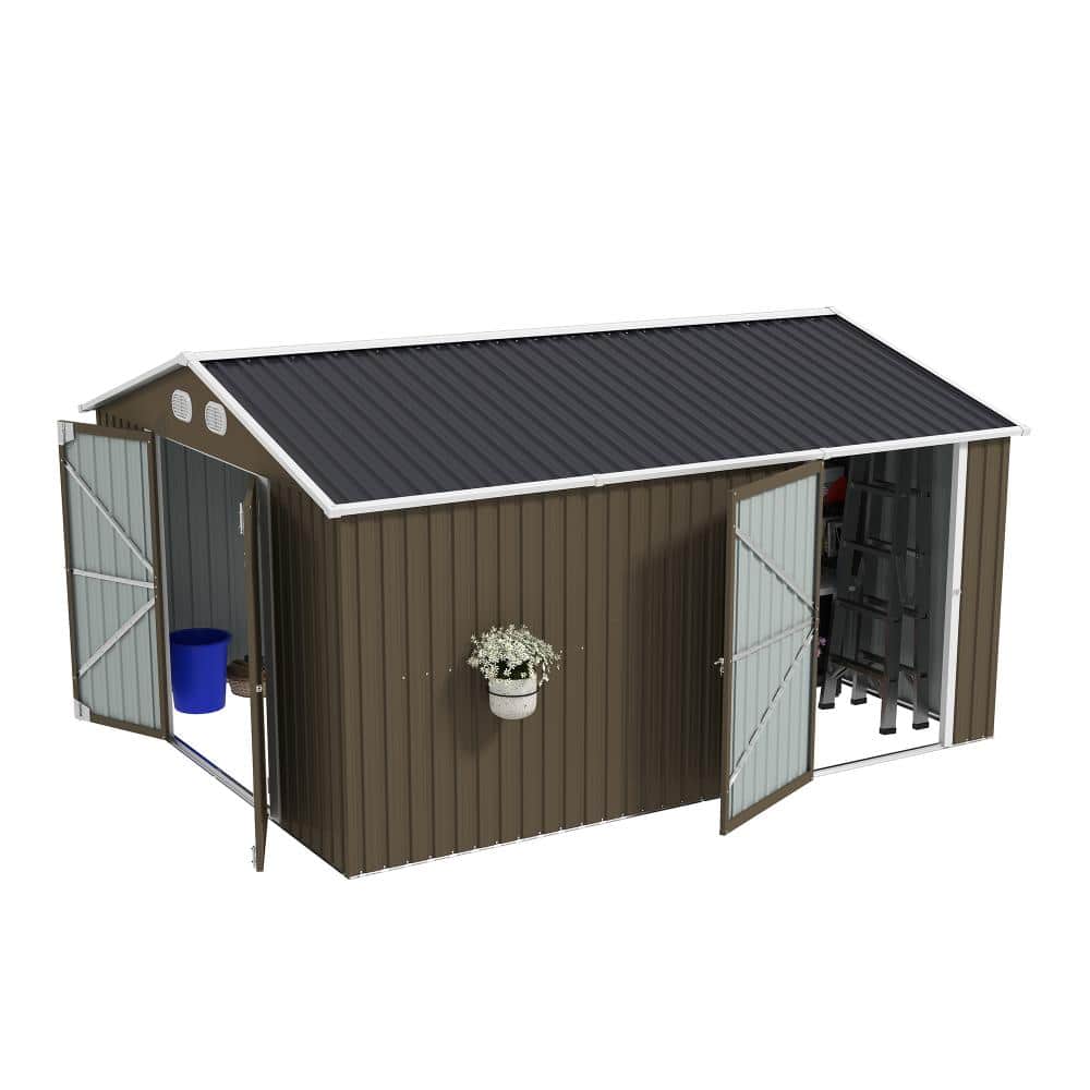Meteor shower llc 10x12 FT Metal Outdoor Storage Shed with Sturdy Frame ...