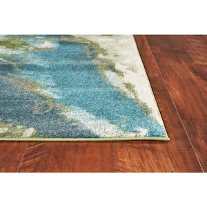 Watercolors Teal 3 ft. x 5 ft. Abstract Area Rug