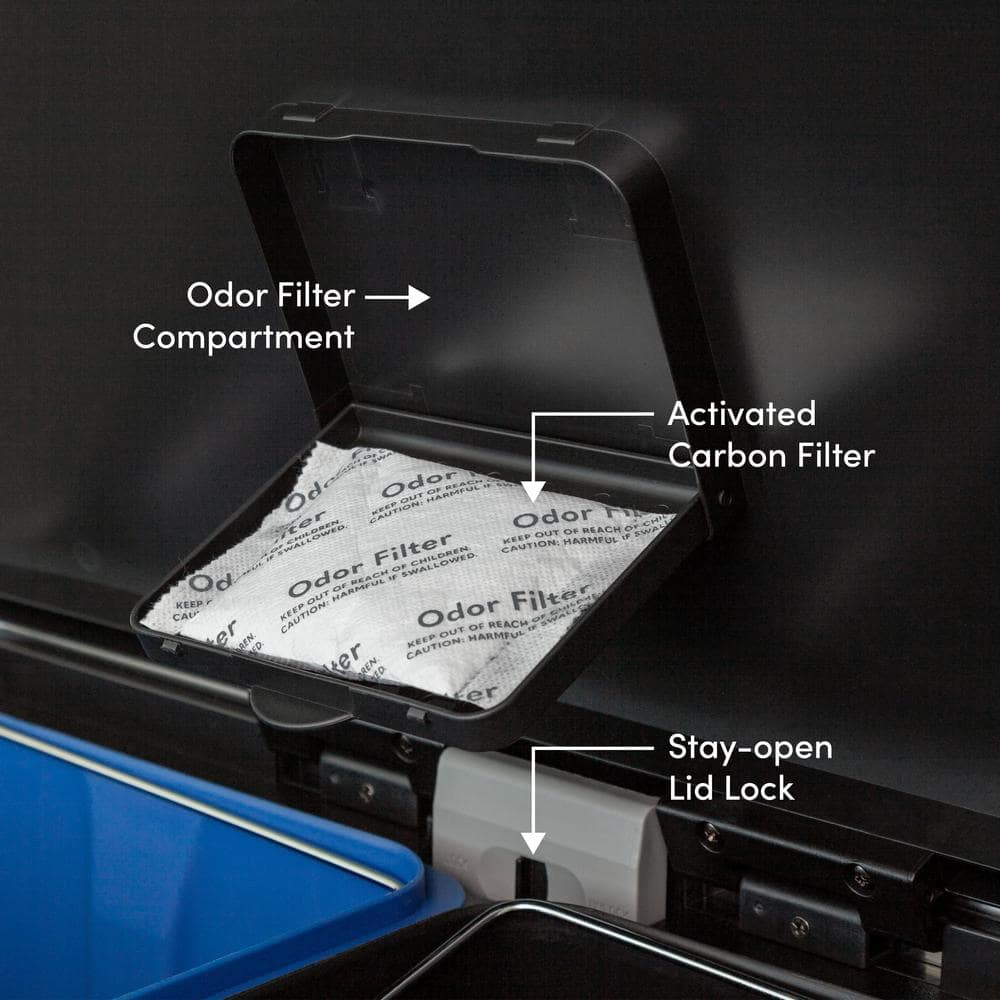 16 Gallon Stainless Steel Dual Compartment Kitchen Trash Can