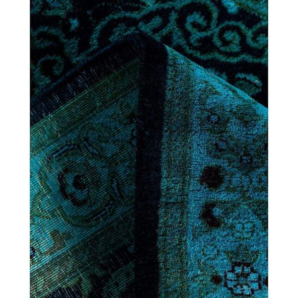 Overdyed Black 2 ft. x 18 ft. Solid Wool Indoor Runner Rug