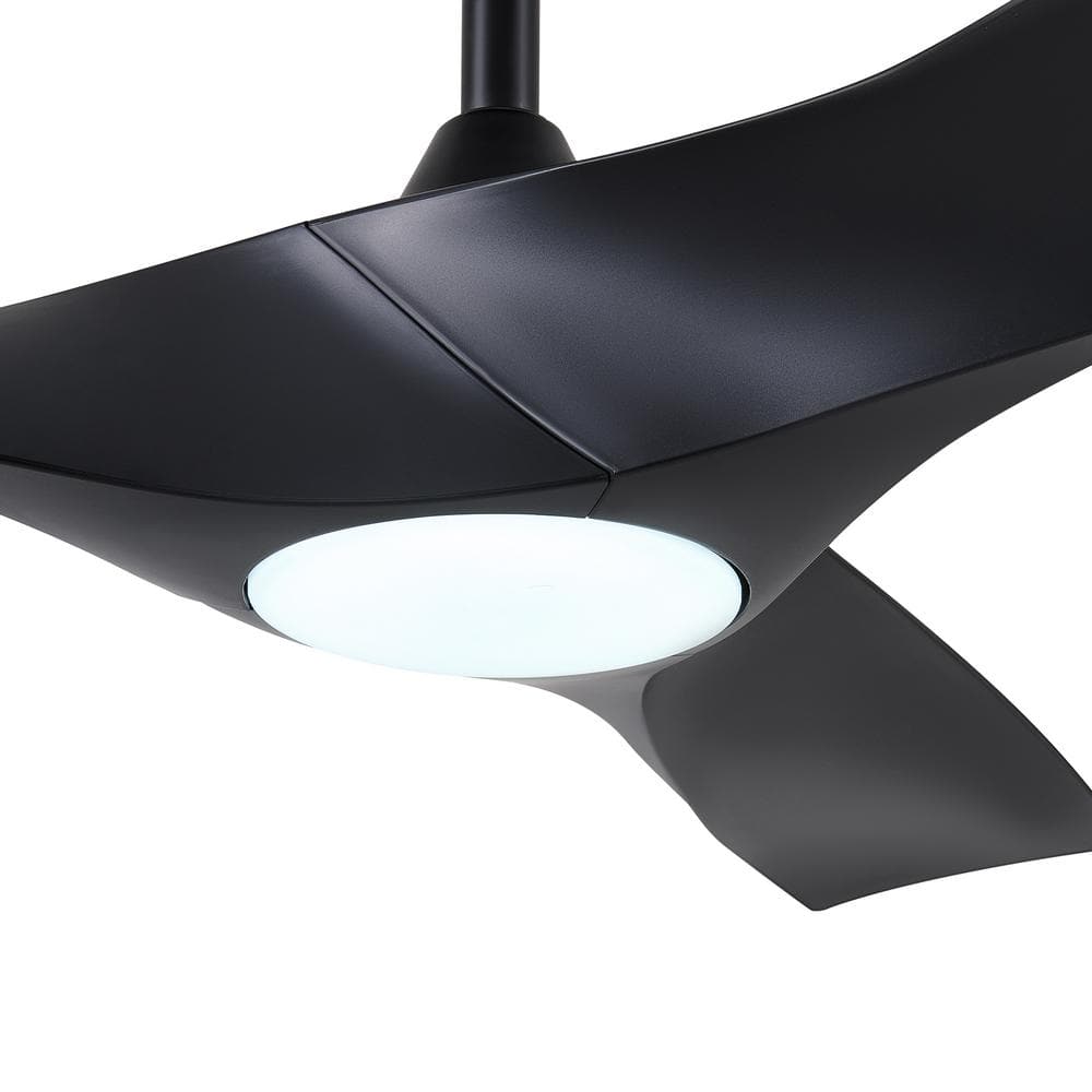 52" Black Modern Ceiling Fan with Dimmable LED Light and Remote