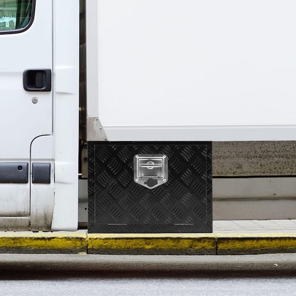 Underbody Truck Box, 18 x 12 x 14 in. Pickup Storage Box, Heavy Duty Aluminum Diamond Plate Tool Box  with Lock and Keys
