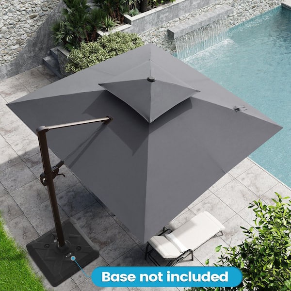 10 ft. x 10 ft. Double Top Cantilever Patio Umbrella in Dark Gray