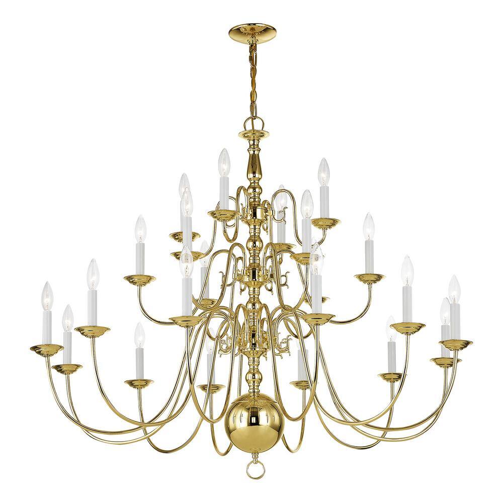 Williamsburgh Classic Elegance 22-Light Polished Brass Chandelier