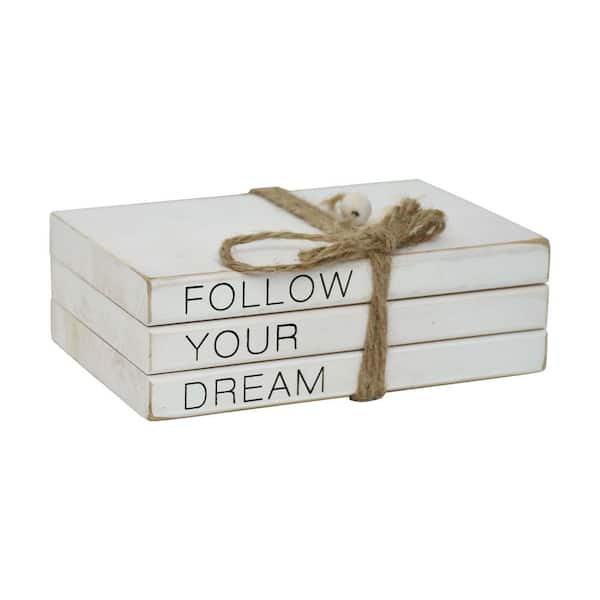 PARISLOFT Follow Your Dream Decorative Wood Stacked Books UH407 - The Home  Depot