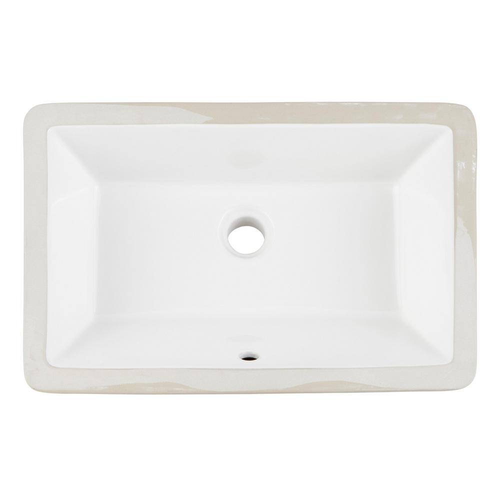 Sawgrass White Rectangular Ceramic Undermount Bathroom Sink