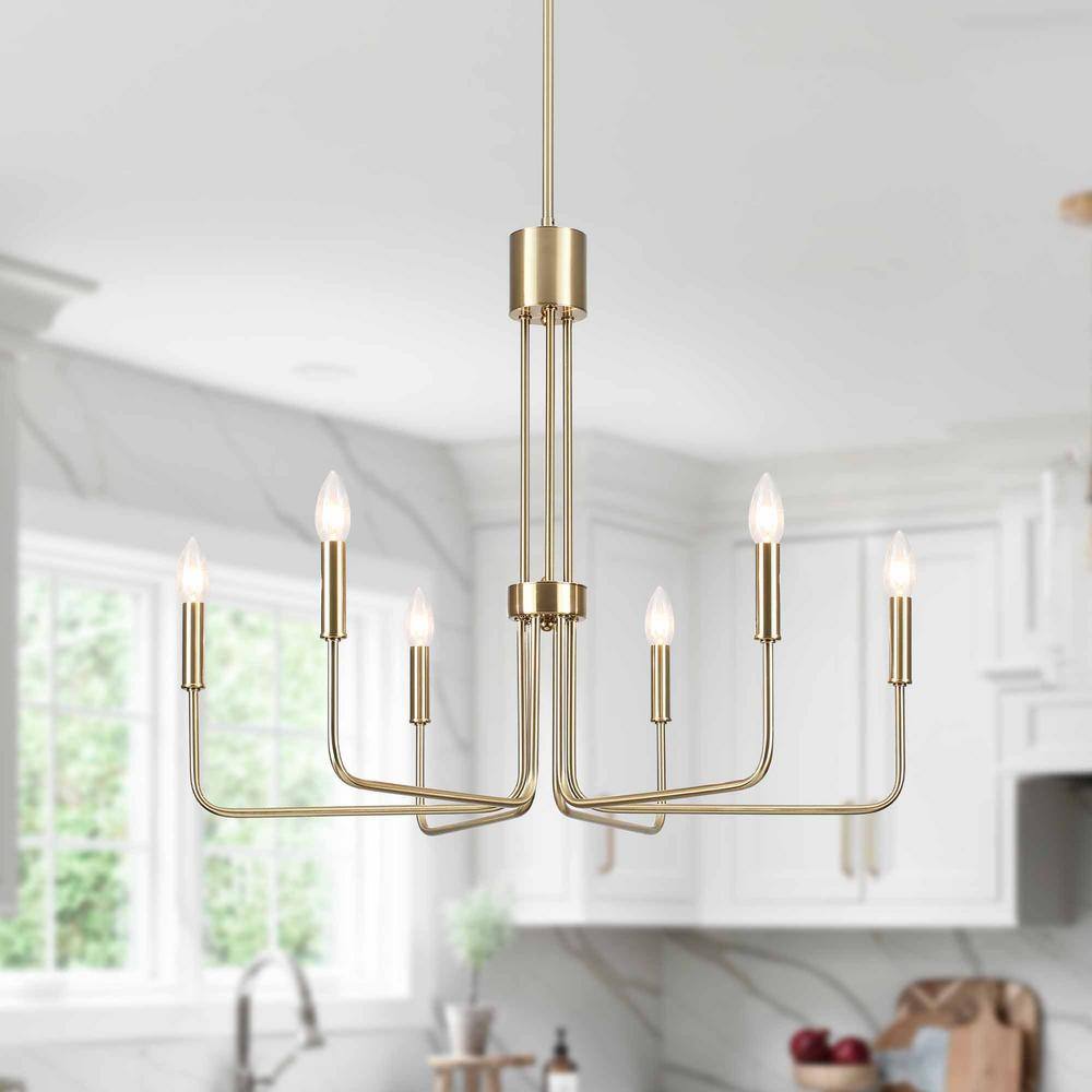 6-Light Brass Traditional Hanging Adjustable Linear Candlestick Chandelier for Dining Room Living Room price history on PriceWatchPro