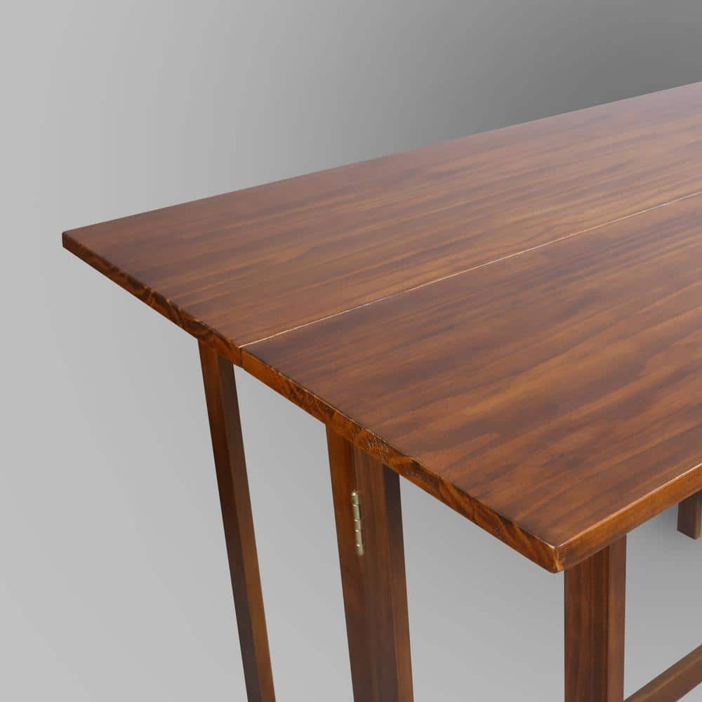Warm Brown Solid Wood Flip-Top Folding Dining Table