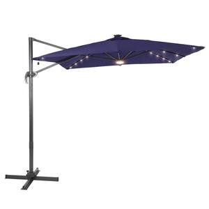 10 ft. x 8 ft. Outdoor Rectangular Cantilever LED Patio Umbrella, 240 g Solution-Dyed Fabric, Aluminum Frame, Navy Blue