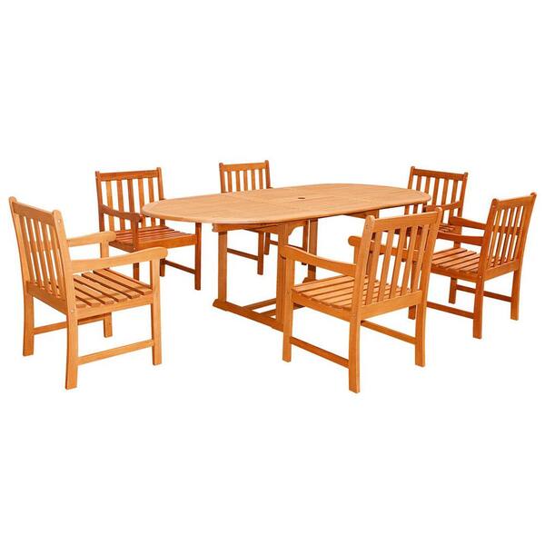Vifah Eco-Friendly 7-Piece Wood Outdoor Dining Set with Oval Extension Table