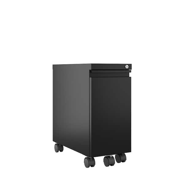 Hirsh 20 in. D 2-Drawer Black Metal 10 in. W Mobile Zip Pedestal File Cabinet Box-File Hidden Drawer