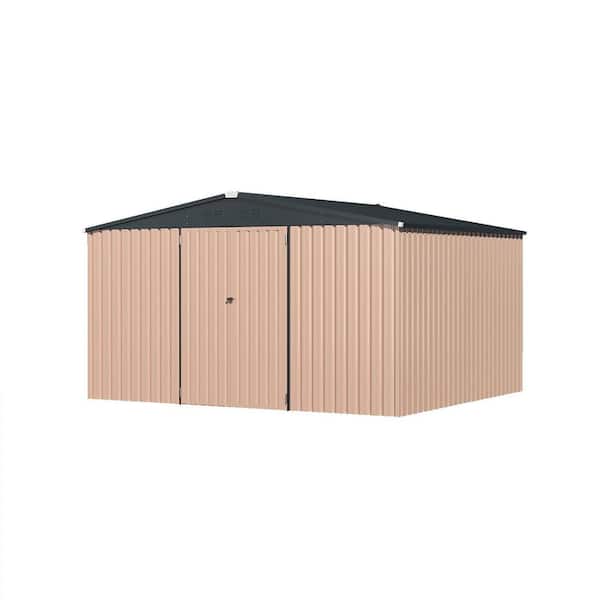 12 ft. W x 10 ft. D Gray Metal Garden Shed with Lockable Doors, Tool and Utility Storage for Backyard (120 sq. ft. )