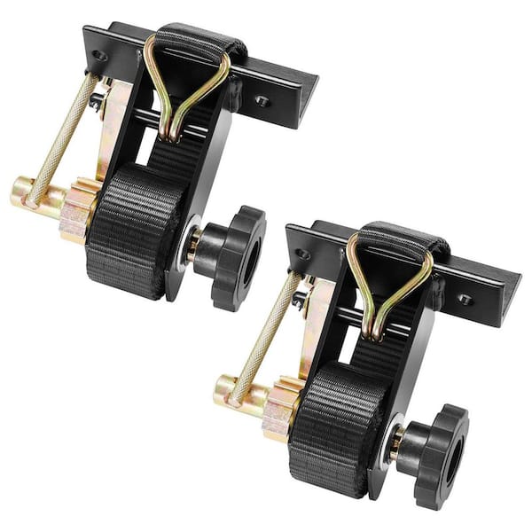 2 Pack Ladder Rack Ratchet Straps, Black Square Tube Mount with Double J Hooks, Cargo Buckle Lock Straps