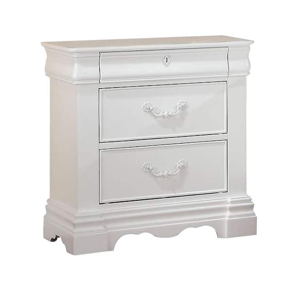 Acme Furniture Estrella 2-Drawer White Nightstand 28 in. x 16 in. x 26 in.