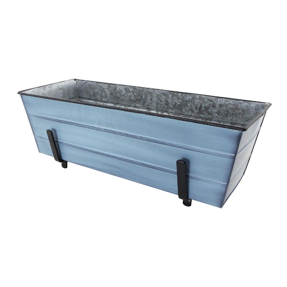 Medium Galvanized Steel Flower Box Planter With Brackets for 2 x 6 Railings, 24 Inch Wide, Nantucket Blue price history on PriceWatchPro