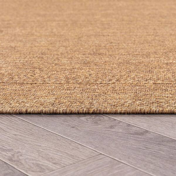 Scallop Border Natural/Jute Easy-Care Indoor/Outdoor Flat Woven Area Rug 2 ft. 3 in. x 6 ft. Natural