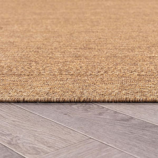 Scallop Border Natural/Jute Easy-Care Indoor/Outdoor Flat Woven Area Rug 7 ft. 10 in. x 10 ft. Natural