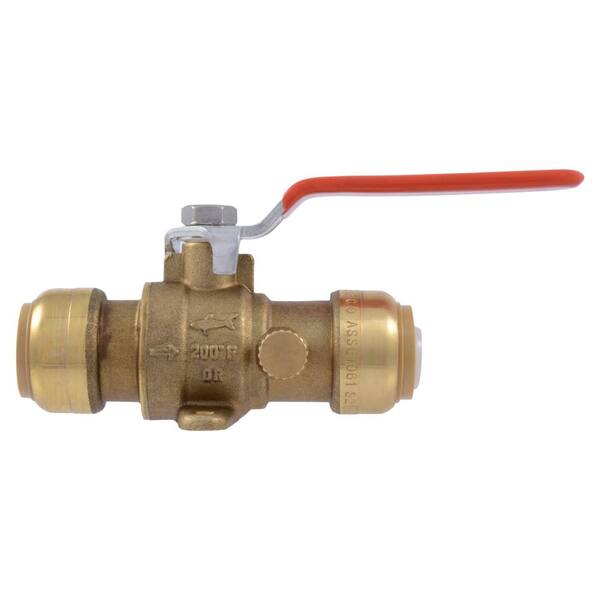 SharkBite 3/4 in. Brass Push-to-Connect Drop Ear Ball Valve with Drain