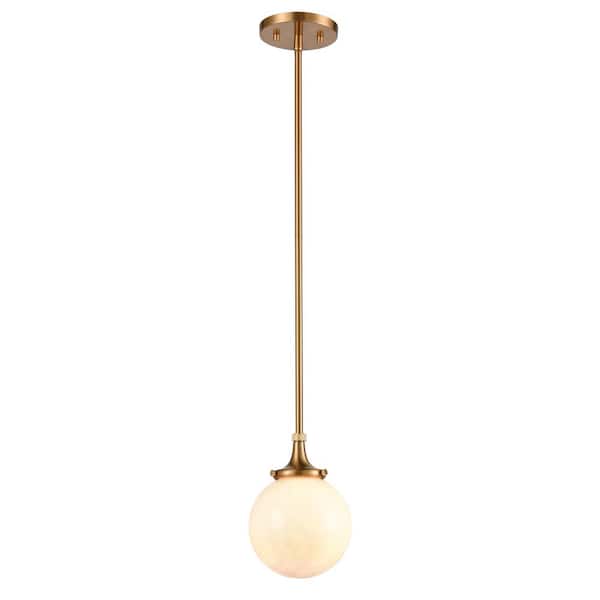 Titan Lighting Batavia 1-Light Satin Brass Mini Pendant Light with Glass Shade