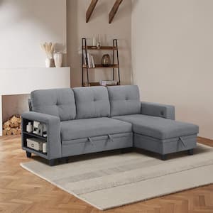 Lazzara Celylon 102 in. Straight Arm Boucle Fabric Sectional Sofa