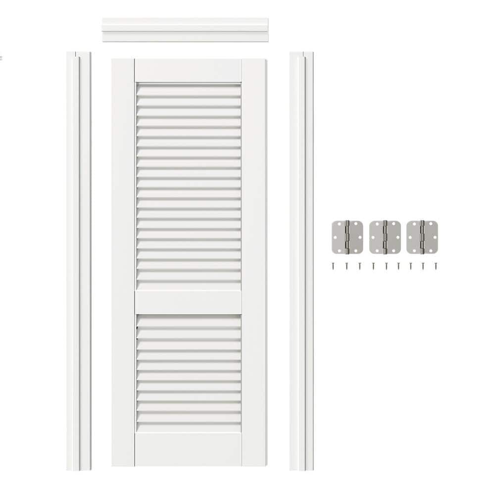 24 in. x 80 in. Louvered Panel, Composite, White Primed, MDF Prehung Interior Door Right-Handed Door Jamb and Hardware price history on PriceWatchPro