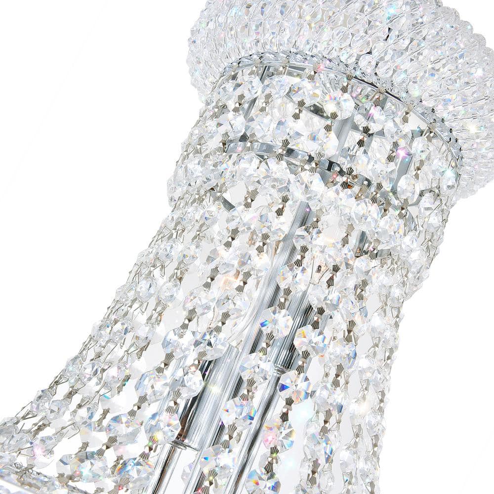 Elegant Empire Chrome & Crystal 28" Chandelier with Adjustable Chain