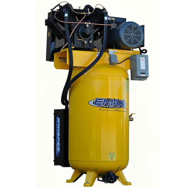 EMAX Silent Air Industrial E450 Series 80 Gal. 175 psi 10 HP 38 CFM 3-Phase 230V 2-Stage Stationary Electric Air Compressor