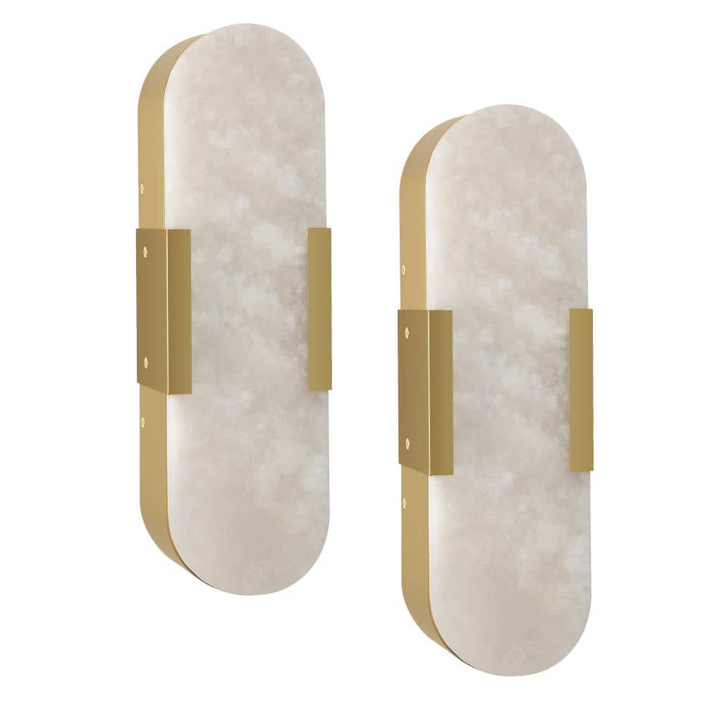 14 in. Gold LED Wall Sconce, Natural Marble Modern Wall Light for Bedroom, Bathroom, Living Room (2-Pack) price history on PriceWatchPro
