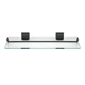 13.75 in. W Glass Wall Shelf with Pre-Installed Rail in Rubbed Bronze