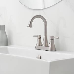 4 in. Centerset 2-Handle High-Arc Bathroom Faucet in Brushed Nickel