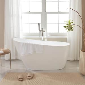 Bourges 55 in. Acrylic Flatbottom Soaking Bathtub in White/Titanium Gold