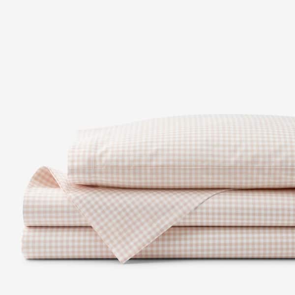 The Company Store Company Kid's Ditsy Gingham Pink Organic Cotton Percale Sheet Toddler Sheet Set