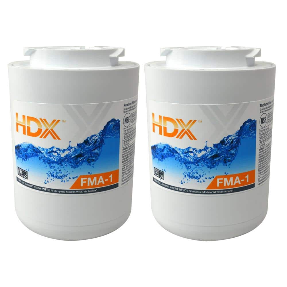 HDX FMA1 Premium Refrigerator Water Filter Replacement Fits Amana WF40 (2Pack) 107033 The