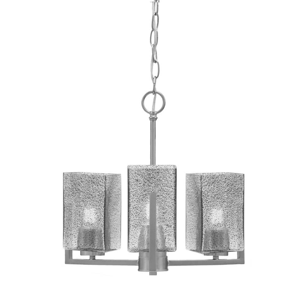 Cottonwood 13 in. 3 Light Graphite Chandelier with 3.5 in. Square Smoke Bub