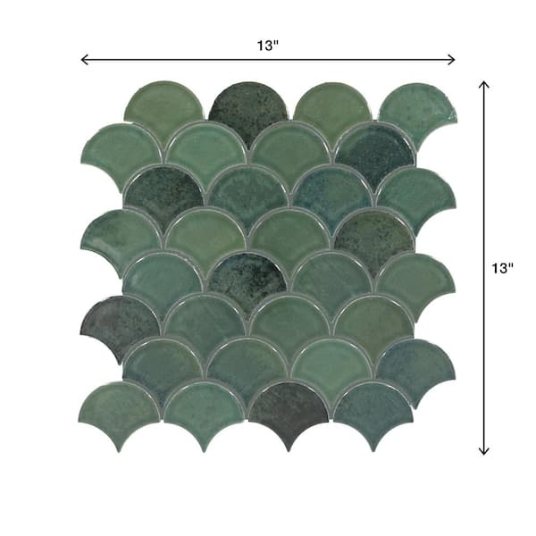Daltile Miramo Reef 13 in. x 13 in. Glazed Ceramic Fan Mosaic Tile
