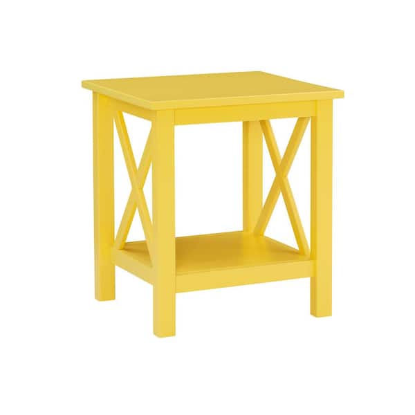 Linon Home Decor Ramsey 20 in. Yellow Rectangle Wood End Table with Shelf