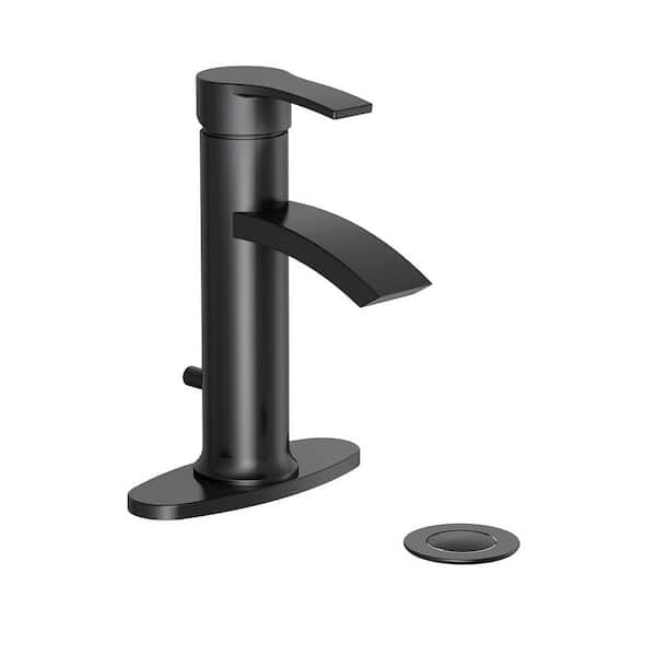 Glacier Bay Garrick Single Hole Single Handle Bathroom Faucet in Matte Black