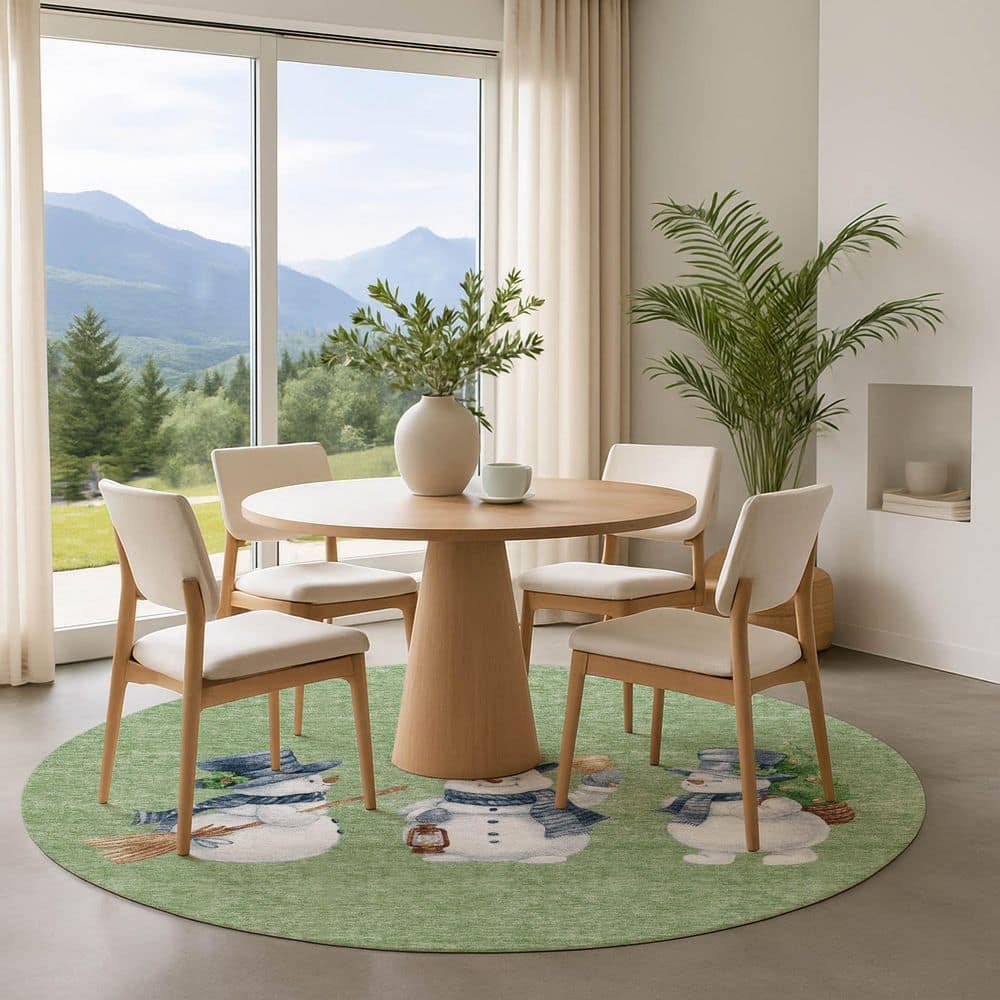 Mayfield Premium Machine Washable Abstract AMF1826 Aloe 8 ft. x 8 ft. Round Rug price history on PriceWatchPro