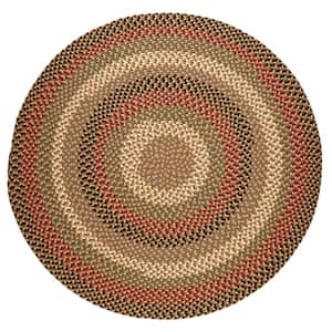 Country Medley Natural Earth 8 ft. x 8 ft. Round Indoor/Outdoor Braided Area Rug