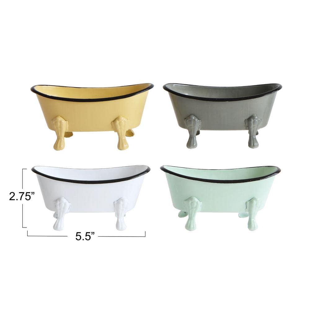 Vintage Multicolor Metal Bathtub Soap Dishes Set