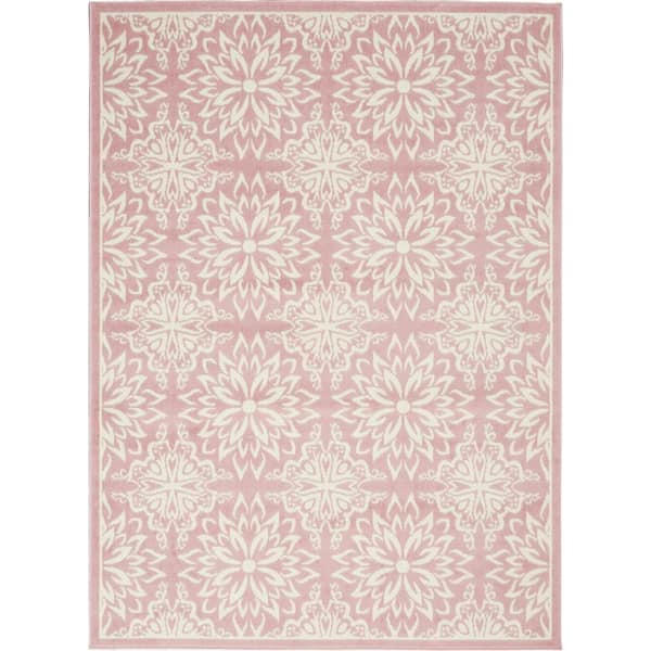 Nourison Jubilant Ivory/Pink 5 ft. x 7 ft. Moroccan Farmhouse Area Rug