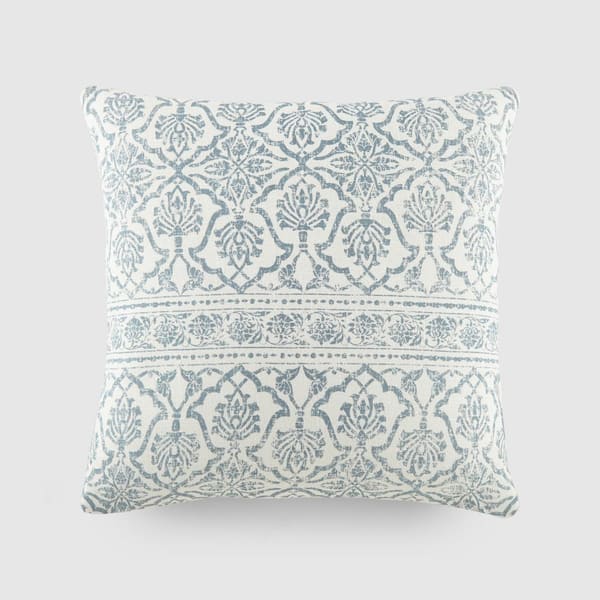 Decorative pillow with white and blue online patterns