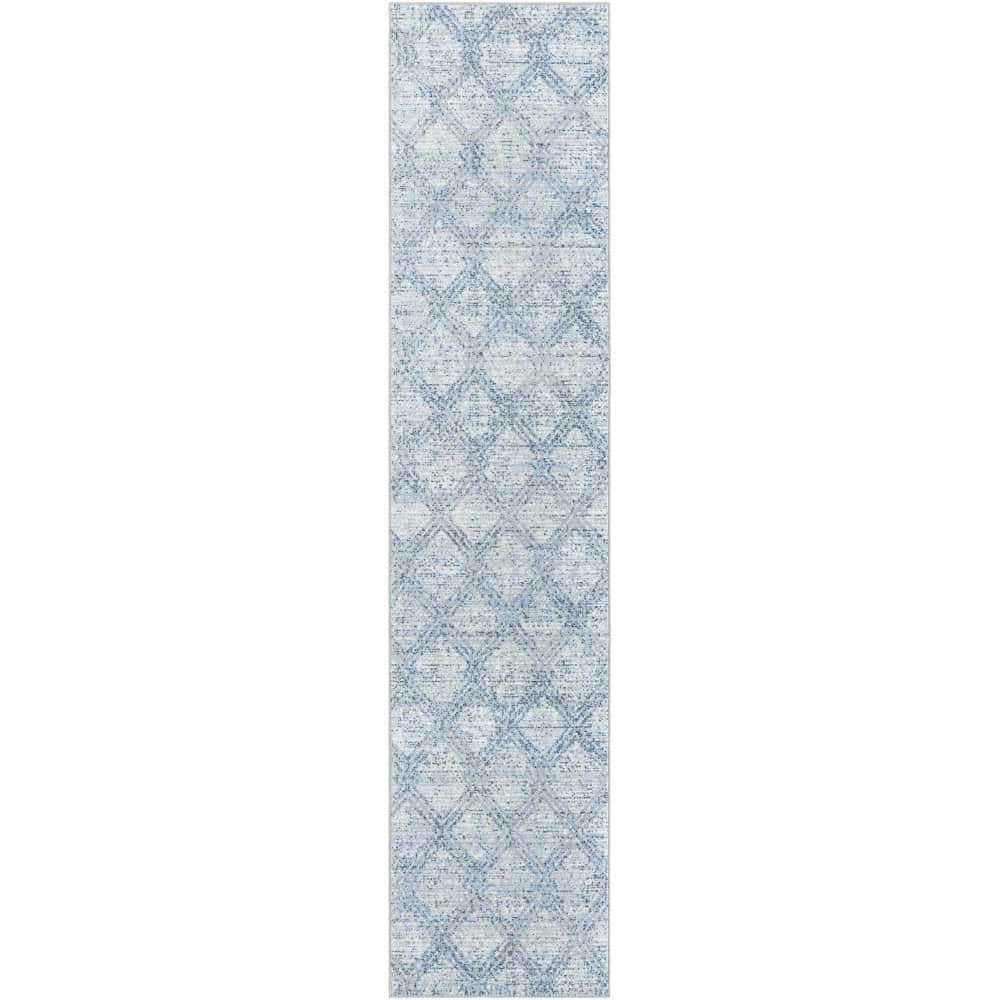 Unique Loom Kamala Washable Modern Trellis Blue 2 ft. 7 in. x 12 ft ...