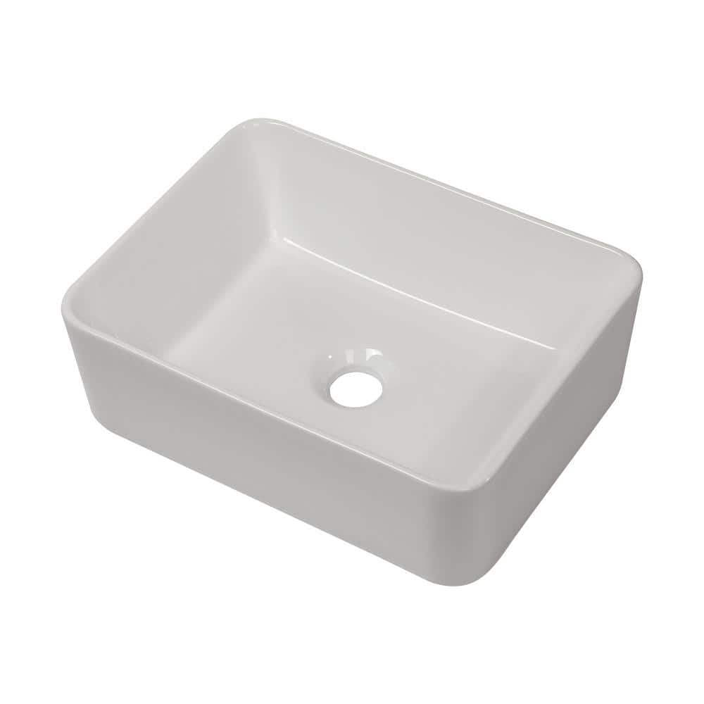 16 in. Bathroom Sink Bright White Rectangular Vessel Sink without Faucet price history on PriceWatchPro