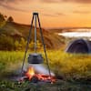 47.2 in. Tall White Outdoor Camping Lantern Tripod Stainless Steel Hanging  Pot Rack with Storage Bag