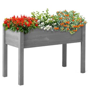 48 in. x 24 in. x 30 in. Wooden Raised Garden Bed with Legs Gray No Tools Required for Assembly