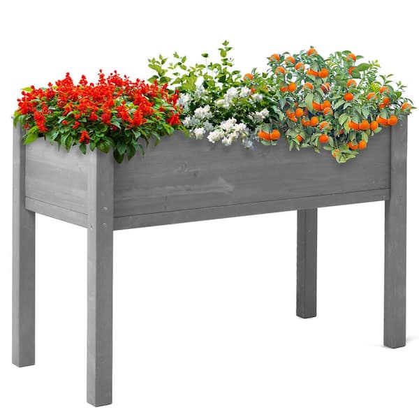 Tunearary 48 in. x 24 in. x 30 in. Wooden Raised Garden Bed with Legs Gray No Tools Required for Assembly