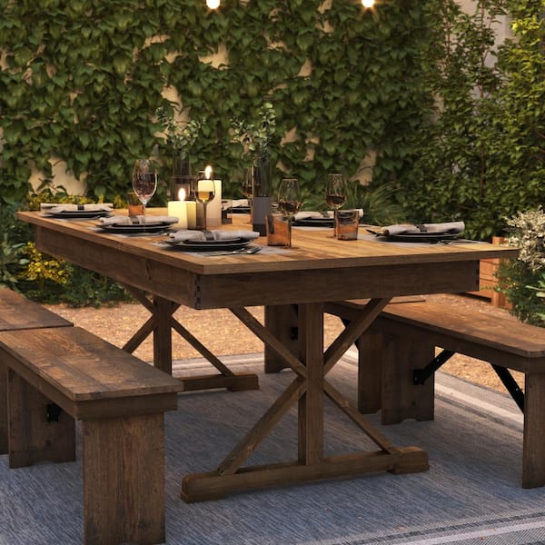Carnegy Avenue 84 in. Rectangle Antique Rustic Wood with Wood