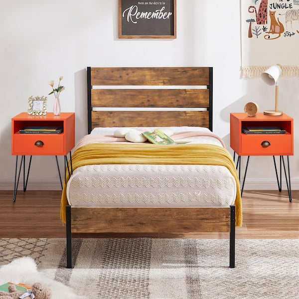 Paul Multifunctional 2-Drawer Nightstand with Metal Legs Set of 2